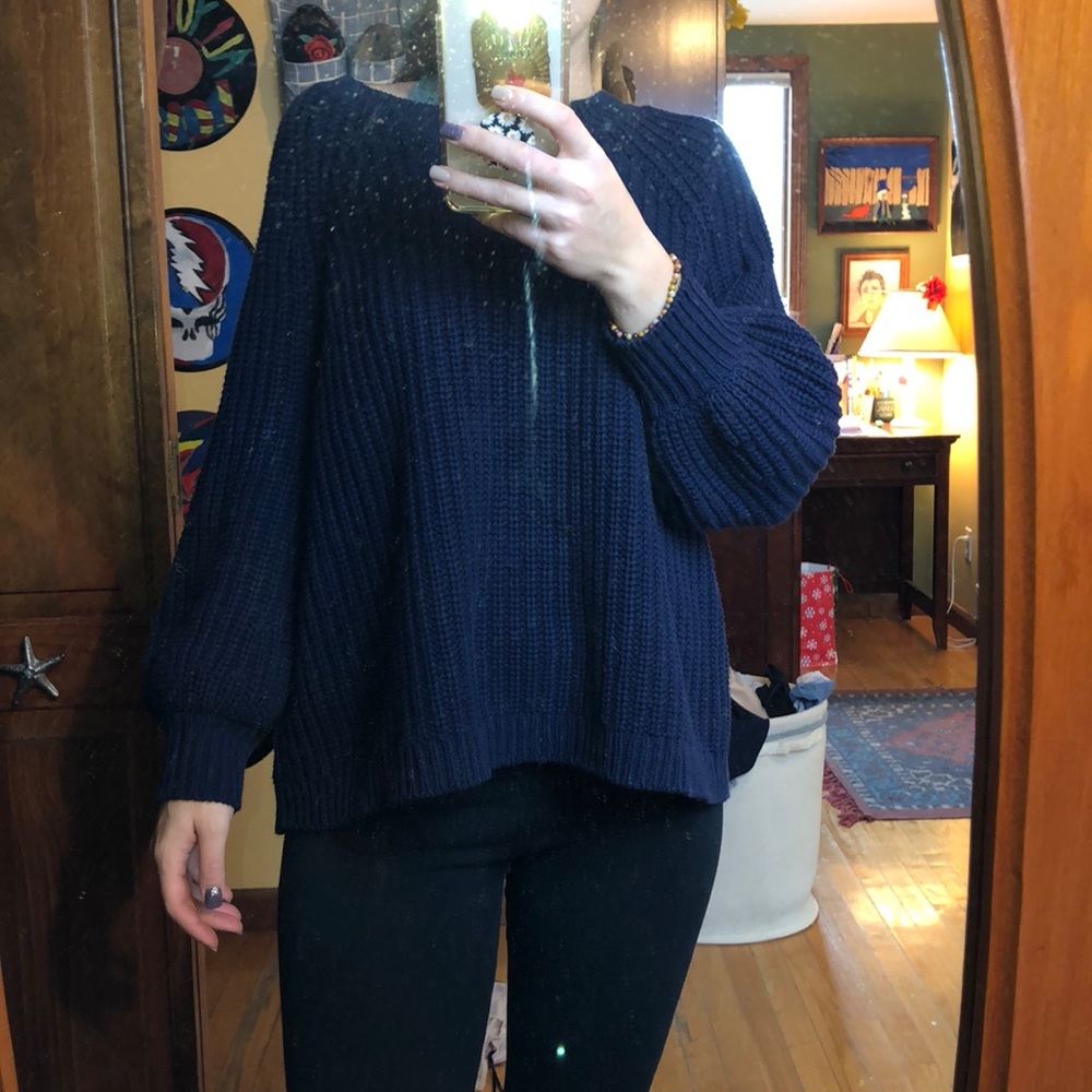Navy Blue Aerie Crewneck Sweater